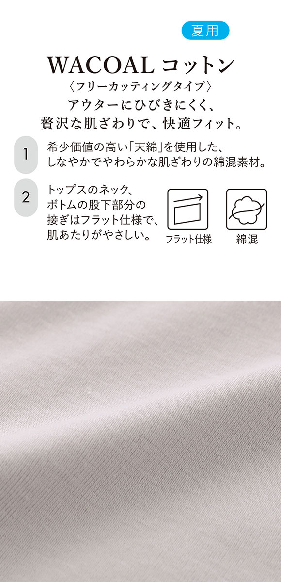 ワコール WACOALコットン フリーカッティングタイプ 天綿 ボトムス スパッツ 1分丈 ML Wacoalインナー ニットボトム
