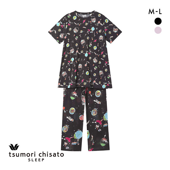 ワコール ツモリチサト 空に輝く星座 パジャマ 5分袖 ルームウェア 上下セット 綿100％ Wacoal tsumori chisato SLEEP