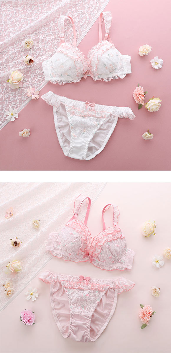 ココランジェ レーシーチューリップフリル ブラジャー ショーツ セット COCO Linge