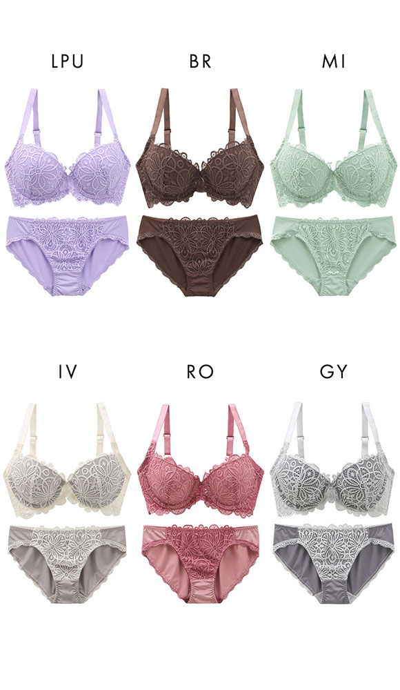 ギャラシー 美乳ブラ 背中すっきり 脇高 ラッカバンレース 3/4カップ ブラショーツセット BCD