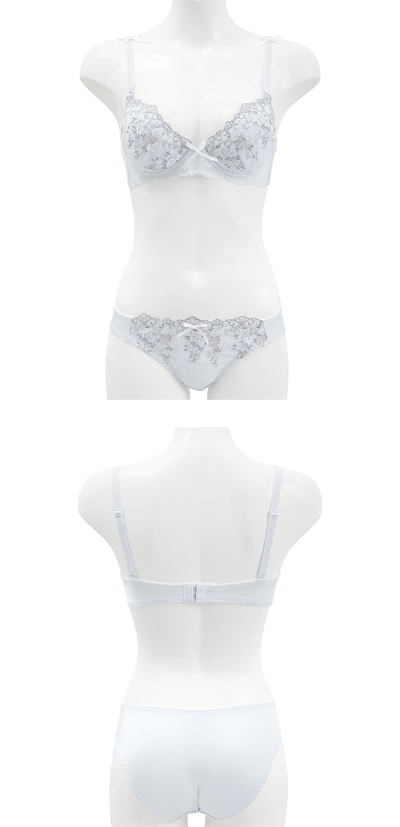 ピュアシェリ ラメ小花チュール ノンワイヤー ブラセット M L LL ブラジャー ショーツ セット PURECHERIE
