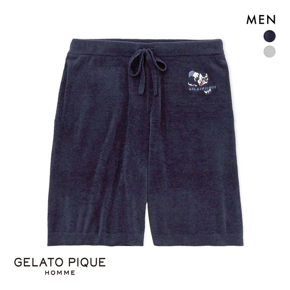 ジェラートピケ オム メンズ KOUSUKE SHIMIZU エアモコジャガードハーフパンツ ジェラピケ パジャマ ルームウェア gelato pique HOMME
