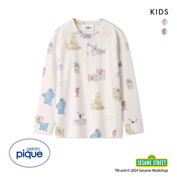 ジェラートピケ キッズアンドベイビー セサミストリート 総柄プルオーバー ジェラピケ ルームウェア gelato pique Kids＆Baby SESAME STREET
